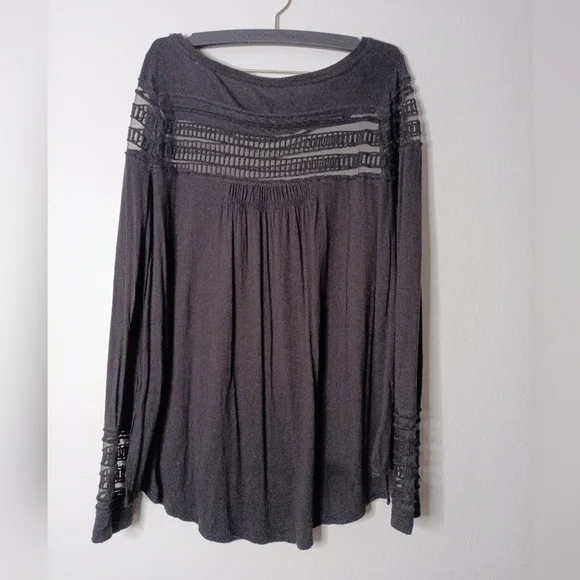 Free People Roxie Mesh Black Sheer Panel Women's Top Whimsy Fairy Goth Grunge - Picture 3 of 5